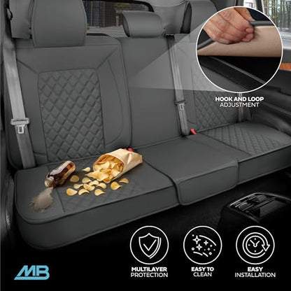 Curated Ashen Napa Leather Seat Covers for Cars & SUVs (Gray (Ashen) – Set / Full Set)
