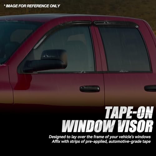 4PCS Tape On Window Visors for 2002 (02-09 Dodge Ram 1500-3500 Crew Cab)