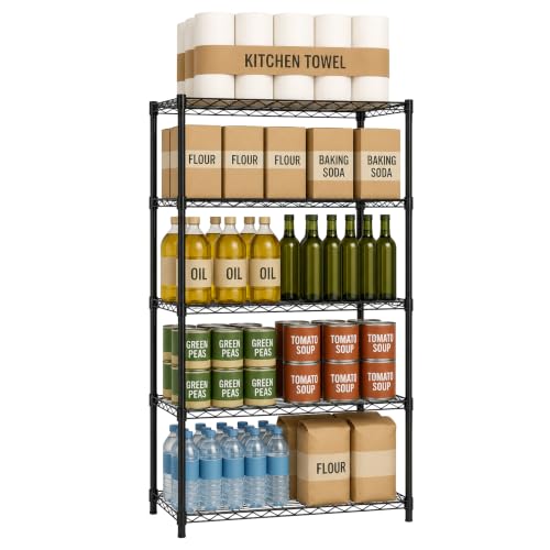 5 Tier Wire Shelving Unit Storage Rack (5 Tier - 14"W x 30"L / Black)