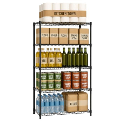 5 Tier Wire Shelving Unit Storage Rack (5 Tier - 14"W x 30"L / Black)
