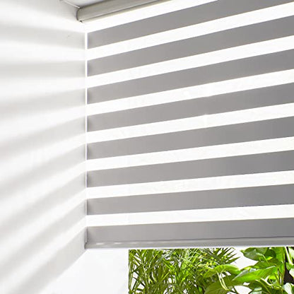 Cordless Zebra Blinds for Windows Free (36"w X 64"h / Grey)