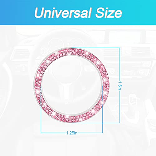 2PCS Zinc Alloy Rhinestone Engine Start Button Rings (Pink)