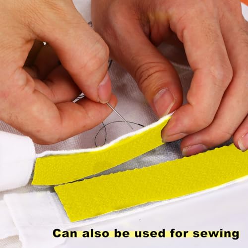 1"x16ft Hook and Loop Straps with 25 Metal Buckles (1in x 16ft Yellow)