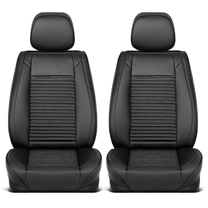 Curated Wicker Leather Seat Covers for Cars & SUVs (Black (Wicker) / Front Seats)