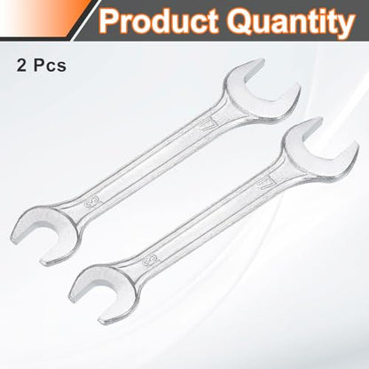 2pcs Double Open End Wrench 13mm x 17mm Metric 15 Degree Offset Angle Small Flat Head Wrench Galvanizing Open Ended Spanner for Automotive Repair Furniture Assembly (13mm x 17mm)