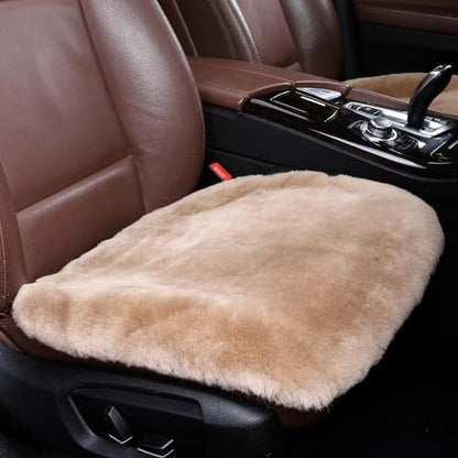 Genuine Sheepskin Car Seat Cover for Fuzzy Soft Fur Wool Cushion (Camel)