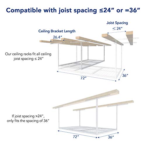3x6 Overhead Garage Ceiling Storage Rack (White / 3x6 ft)