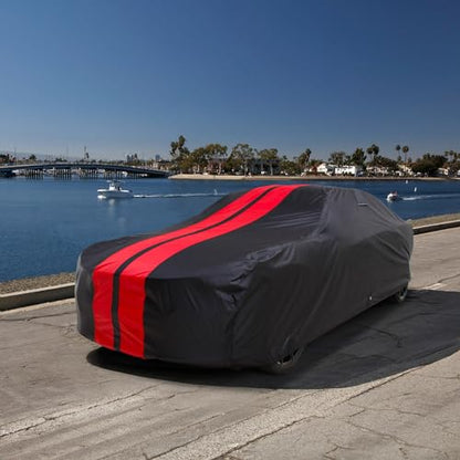 Car Cover Waterproof All Weather for 2004 (Black / Red (Stripe) / 1. Aveo Hatchback 2004-2018)