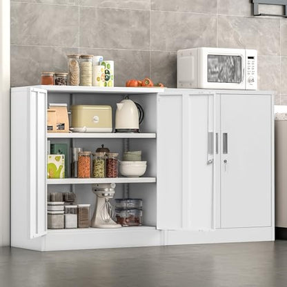 Metal Storage Cabinet (White / 36.2" H x 32" W x 16" D)