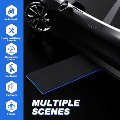 Thick Mechanic Mat Foldable EVA Kneeling Pad with Magnetic Tool Slot (Black & Blue / 15.8"W)