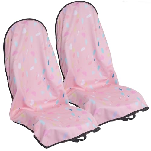 Car Seat Cover Protector Front Seats (2Pcs Front Seat Towel / Pink Marbling)