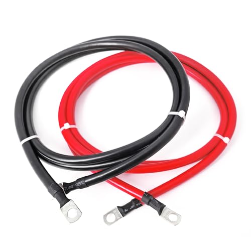 2 AWG Battery Cable 2 Gauge Pure Copper Battery Inverter Cables with 5 (5FT / 5/16")