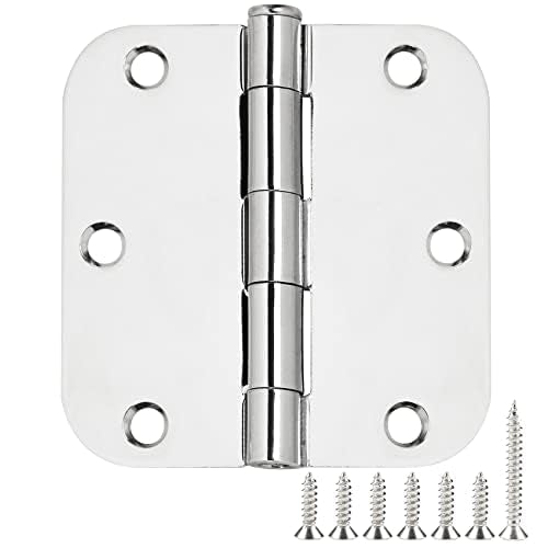 Rounded Door Hinges 3.5" X 3 1 (Polished Chrome-Rounded / 18 Pack)