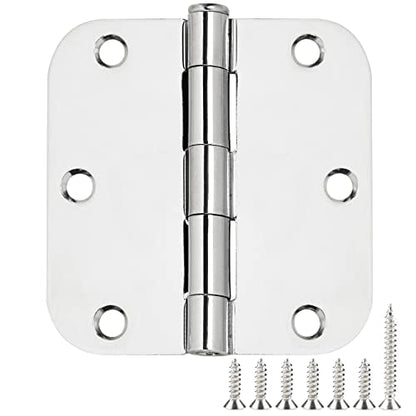 Rounded Door Hinges 3.5" X 3 1 (Polished Chrome-Rounded / 18 Pack)