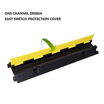 1 Pack Rubber Cable Ramp Hose Cable Protector Ramp 1 Channel 22000Lbs Load Capacity Traffic Speed Bump Wires Power Lines Extension Cord Cover for Indoor Outdoor (22000Lbs-1Channel-1Pack)