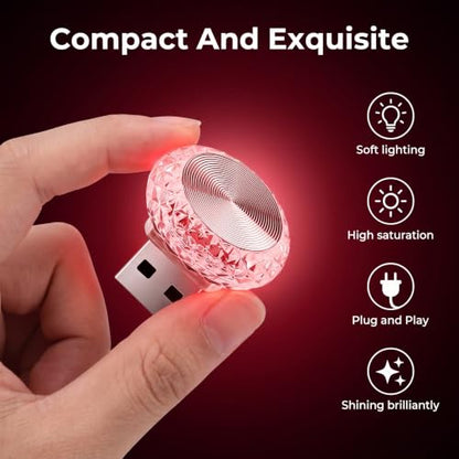 1 PC Mini Crystal USB Car Ambient Lighting (Red / 1 PC)