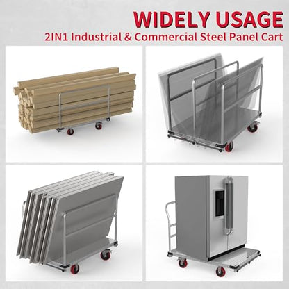 2-in-1 Steel Panel Truck, 3000 lb Drywall Cart, 44 x 28 in (44 x 28 Inch)