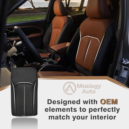 Armrest Cover for Subaru Forester 2025+ (21) 25+ |Forester| Black/Brown Stitching, Regular)