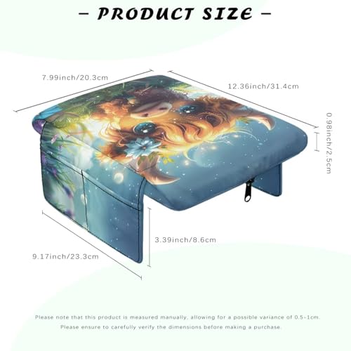 Cute Highland Cow Auto Center Console Armrest Cover Arm Rest Seat Box Pad Protector with Side Storage Pocket Middle Console Pad for Car Storage Box Car Interior Accessories (Cute Highland Cow)