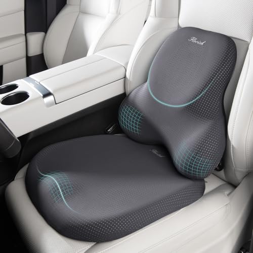 Seat Cushion & Lumbar Support Pillow (Deepgray / 2Pcs)