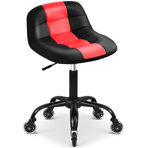 Rolling Shop Stool with Wheels (Red)