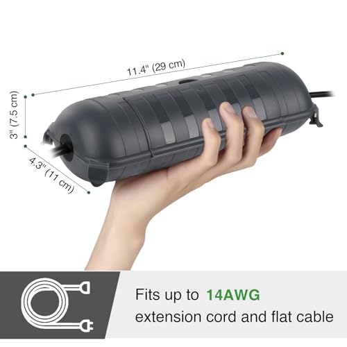 Outdoor Extension Cord Safety Cover (Gray / Medium Box: 9.5" L x 3" W x 2.9" H)