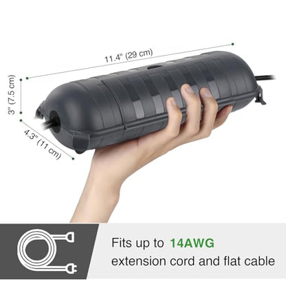 Outdoor Extension Cord Safety Cover (Gray / Medium Box: 9.5" L x 3" W x 2.9" H)