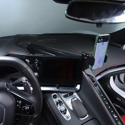 Dashboard Storage Tray Behind Navigation Screen with Phone Holder for Corvette C8 Stingray 2020 (Type A)
