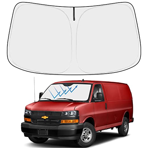 Custom Fit Car Windshield Sun Shade for 1996 (Chevrolet Express 1996-2025 2026)