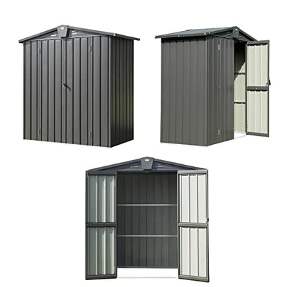 Domi Outdoor Storage Shed 5'x3 (5' x 3' Gable Roof / Dark Gray)