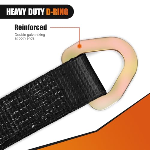 2" x 38" Axle Tie Down Straps with D (4Pcs 2in x 38in Axle Tie Down Straps Black)