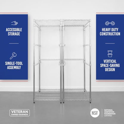 5 Tier Steel Tote Rack for 27 Gallon Bins (2 Pack / Silver)