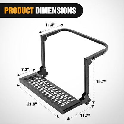 Folding Heavy Duty Tire Step Fit Tire from 10” to 14” (Truck Tire Step Black)