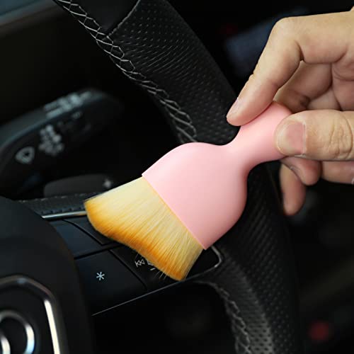 Car Interior Detailing Brush (Pink With Cap)