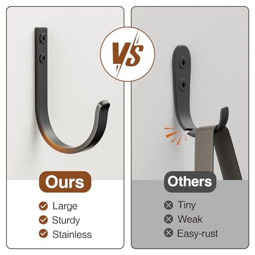 22LB Wall Hooks for Hanging Towel (Black / 5 Pack)