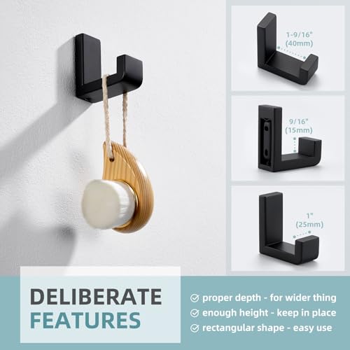 Towel Hook for Bathroom (Matte Black)