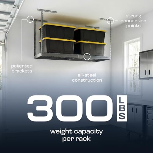 MonsterRax 2x6 Overhead Garage Storage Rack (Hammertone / 18"-33")