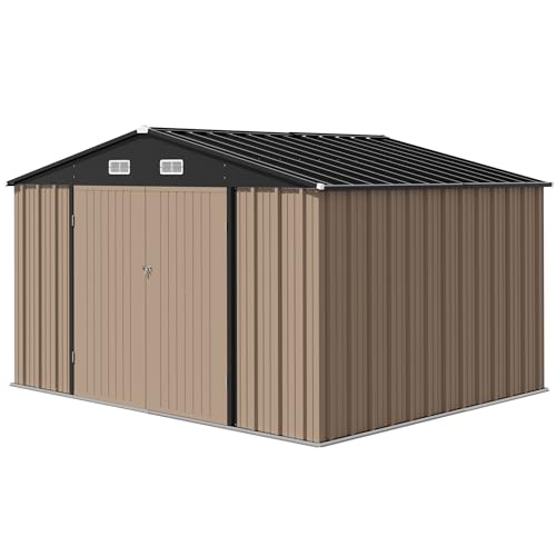 10x8 FT Outdoor Storage Shed (Brown / 10x8 FT)