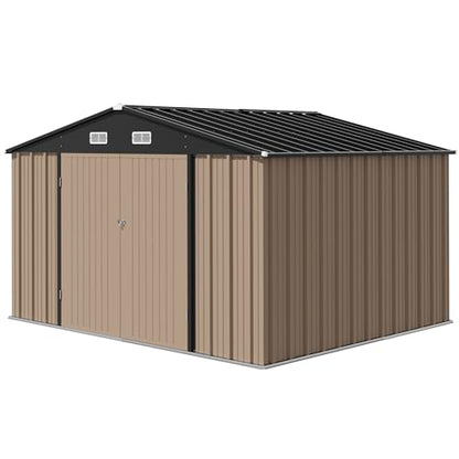 10x8 FT Outdoor Storage Shed (Brown / 10x8 FT)