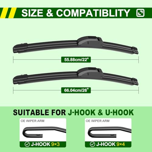 QUALITY 26in + 22in Premium All (26"+22"(Pair for Front Windshield))