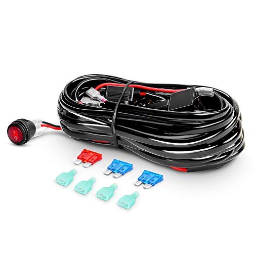 2PC 4Inch Yellow Led Pods Triple Row 60W Flood Spot Combo Driving Fog Lights with 16AWG Switch Wiring Harness Kit (Led Pods)