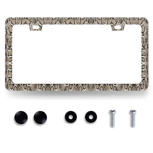 Snake Skin License Plate Frame Animal Texture License Holder (Cool Brown Snake Skin Texture)