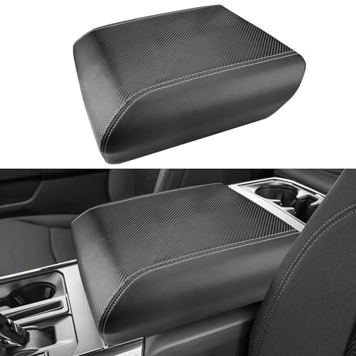 Center Console Cover for 2025 2026 Ford F150 Accessories Interior 2021 2022 2023 2024 Car Middle Arm Rest Armrest Lid Seat Cover Protector Elbow Cushion Pad (Carbon Fiber Texture / 2021-2026)