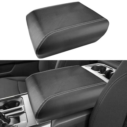 Center Console Cover for 2025 2026 Ford F150 Accessories Interior 2021 2022 2023 2024 Car Middle Arm Rest Armrest Lid Seat Cover Protector Elbow Cushion Pad (Carbon Fiber Texture / 2021-2026)