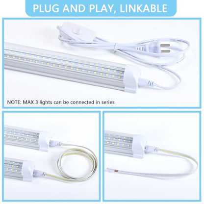 6-Pack), 8FT LED Shop Light, Super Bright 120W Shop Lights, 19800LM 5000K 8 Foot Led Lights, Linkable 96" Shop Lights Lighting for Garage with Plug, U Shape T8 8' Led Light Fixtures (8FT 6PCS)
