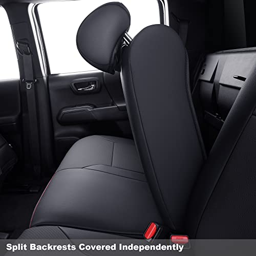 Tacoma Custom Fit Seat Covers for 2016 ((2016-2023 Crew) Full Set / Black & Red)