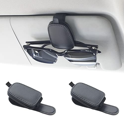 Magnetic Leather Sunglasses Holder for Car (Black)