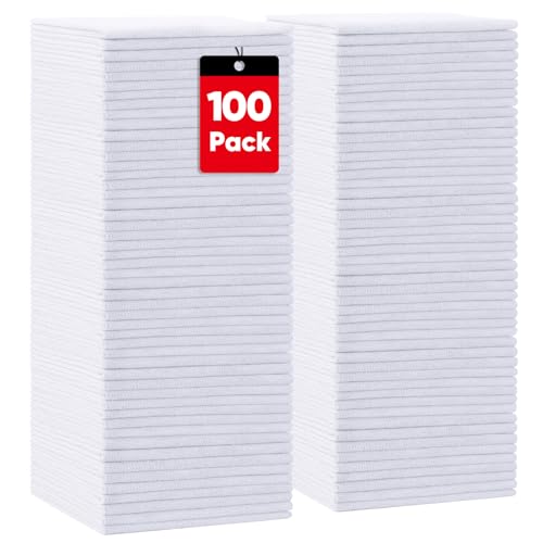 White Microfiber Cleaning Cloth 100 PK (White / 11.5 x 11.5 Inch)