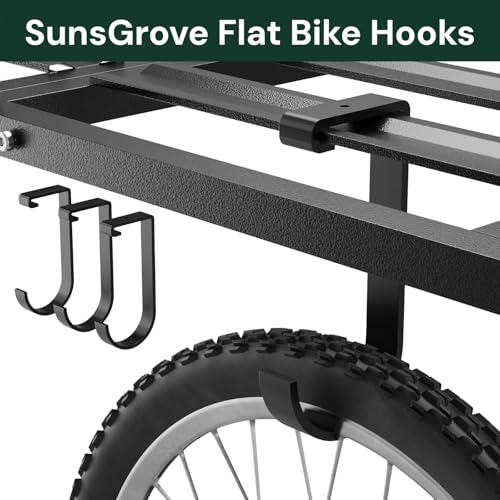 Heavy-Duty 4-Pack Overhead Garage Ceiling Storage Hooks, Add-On Storage Flat Hook Accessory for Hanging Bikes and More, Supports Up to 53lbs