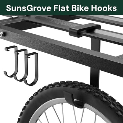 Heavy-Duty 4-Pack Overhead Garage Ceiling Storage Hooks, Add-On Storage Flat Hook Accessory for Hanging Bikes and More, Supports Up to 53lbs